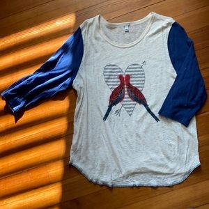 JCrew lovebirds graphic baseball tee